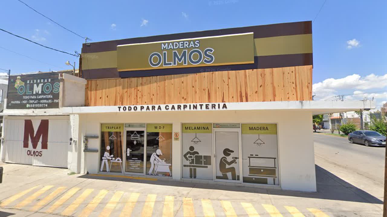 Fachada de Maderas Olmos — Av. Fco. I. Madero 784, Los Mochis, Sinaloa. Es donde encuentras a Jose Trejo y Gilberto Ortega.